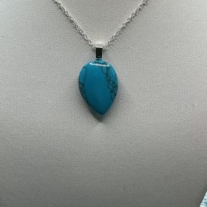 Blue Patterned teardrop Agate necklace