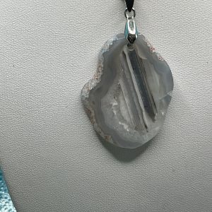 Gray Agate slice necklace
