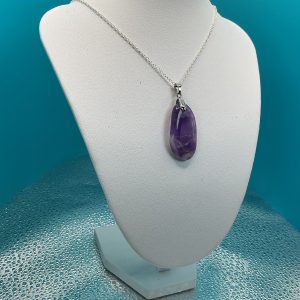 Amethyst stone necklace by Grandpas Treasures close-up jewelry