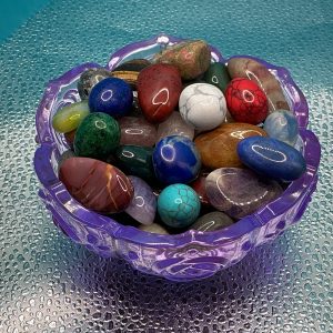 Polished stones in decorative Bowl