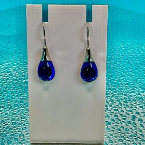 Blue tear drop stone earrings