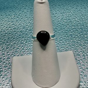 Black Obsidian tear drop ring