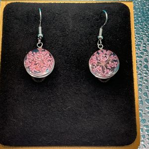 Pink floral design earrings