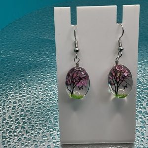 Pink floral earrings