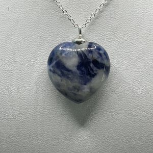 Blue patterned heart necklace - Handmade pieces