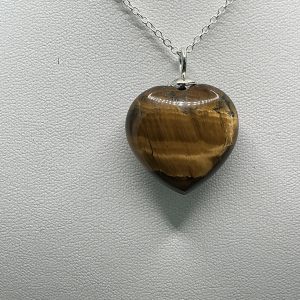 Grandpas Treasures Heart Pendant Necklace in Tiger's Eye