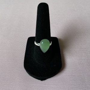 Light Lime Green Crystal tear drop ring (adjustable)