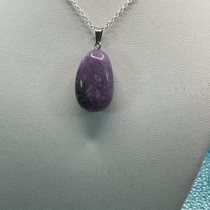 Amethyst stone necklace by Grandpas Treasures jewelry close-up