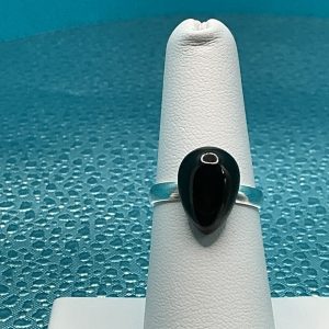 Black Obsidian tear drop ring
