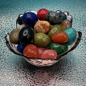 Besskon gemstone crystal bowl carved from natural crystal stone, polished finish with smooth edges, decorative healing bowl for home décor.
