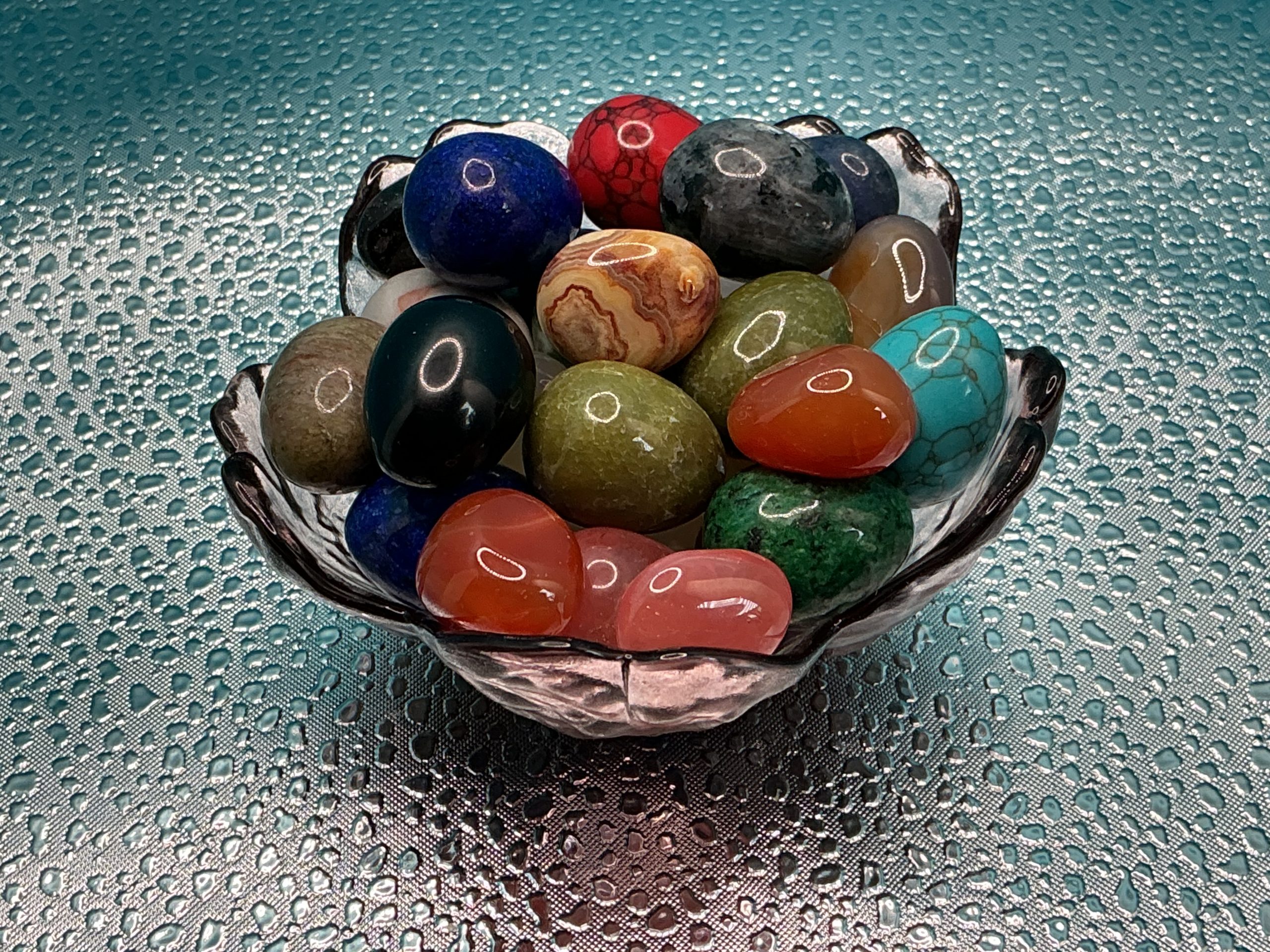 Besskon gemstone crystal bowl carved from natural crystal stone, polished finish with smooth edges, decorative healing bowl for home décor.