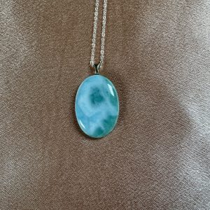 Blue green quartz necklace by Grandpas Treasures close-up