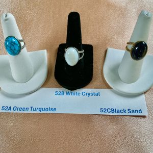 Green Turquoise-White Crystal-Black Sand Rings
