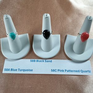Blue Turquoise-Black Sand-Pink Patterned Quartz Rings